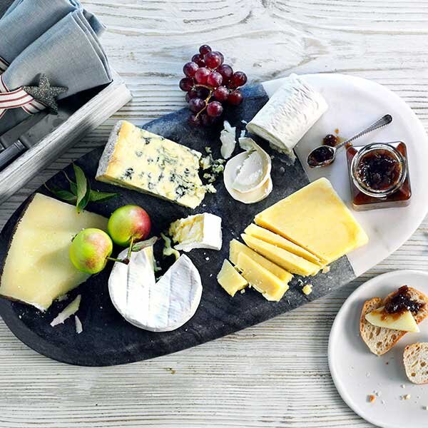 Cheese Selection With Wooden Tray