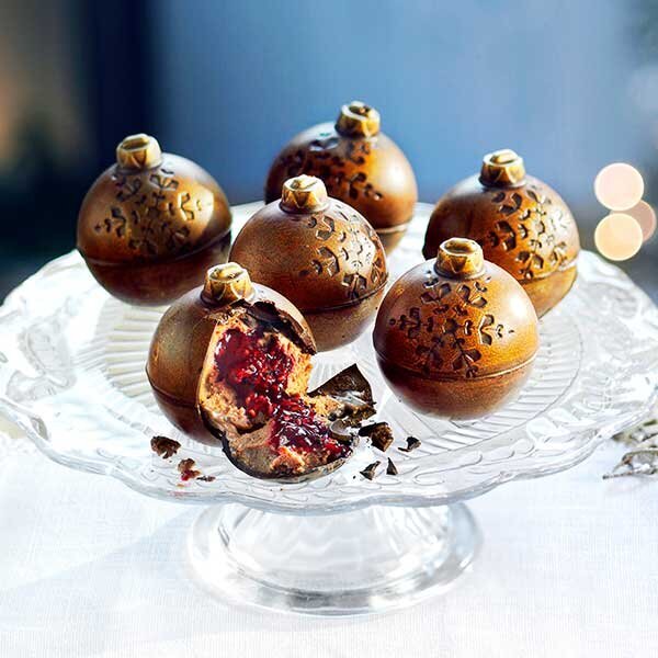 6 Belgian Chocolate And Raspberry Baubles